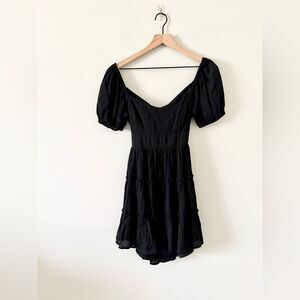 Altar'd State Black Puff-Sleeve Mini Dress